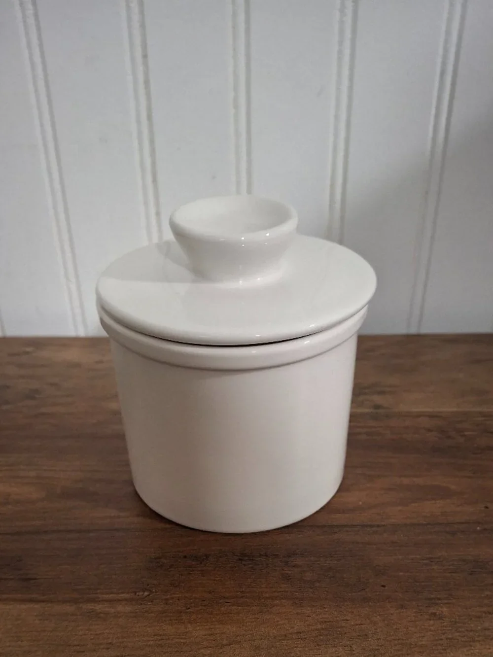 White Ceramic Butter Bell Jar Holder Crock French Farmhouse Cottagecore Dish